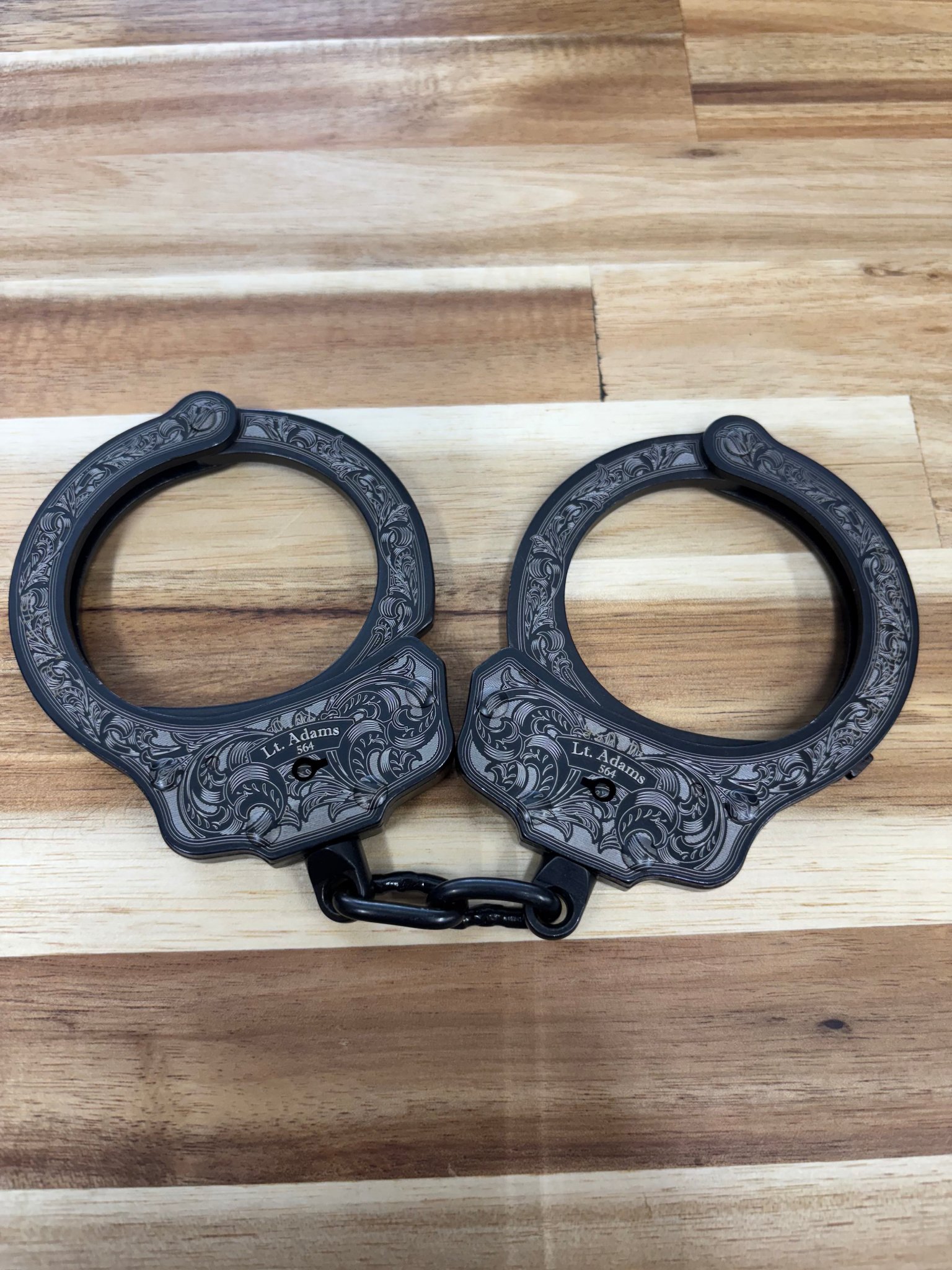 Engraved Hand Cuffs - Peerless (Black)
