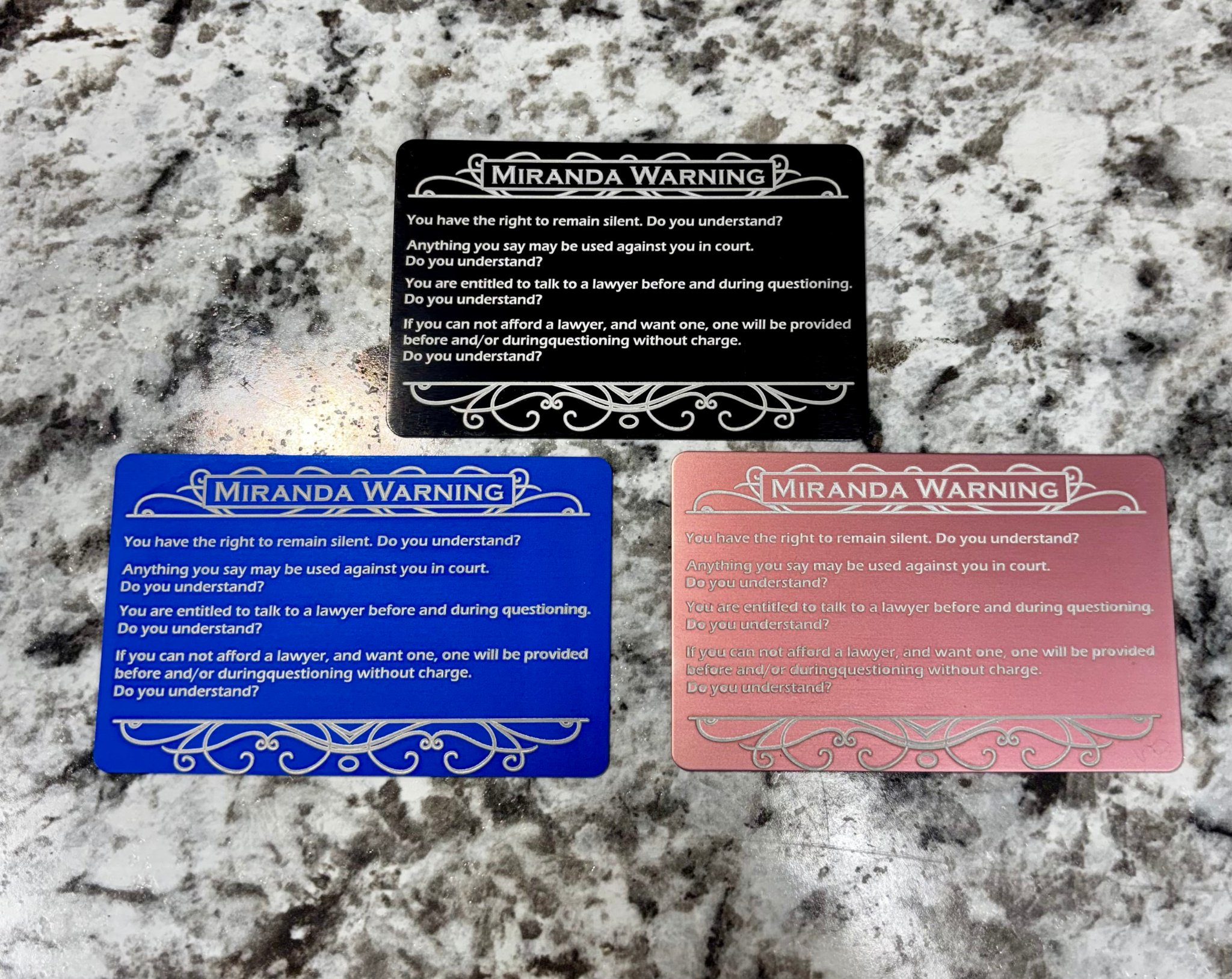 Miranda Warning Card