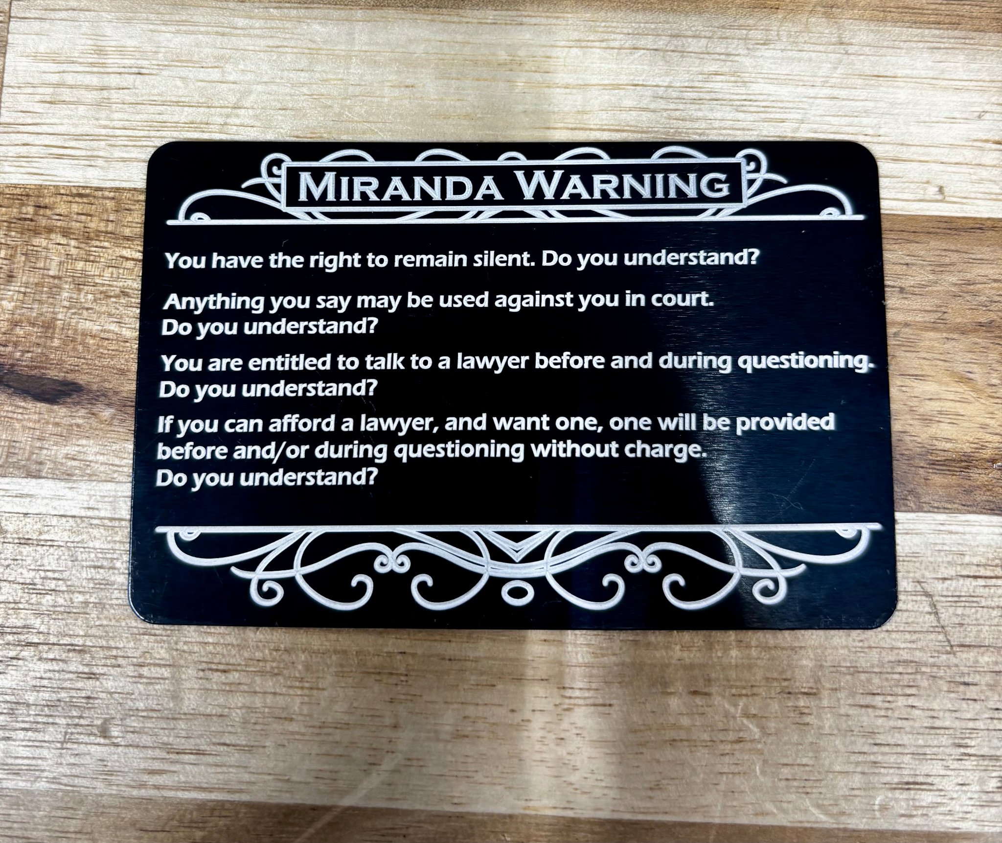 Miranda Warning Card